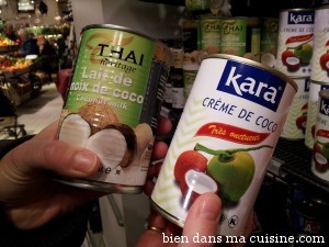 lait et crème coco