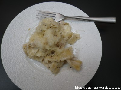 papardelles jambon blanc gruyère râpé truffe