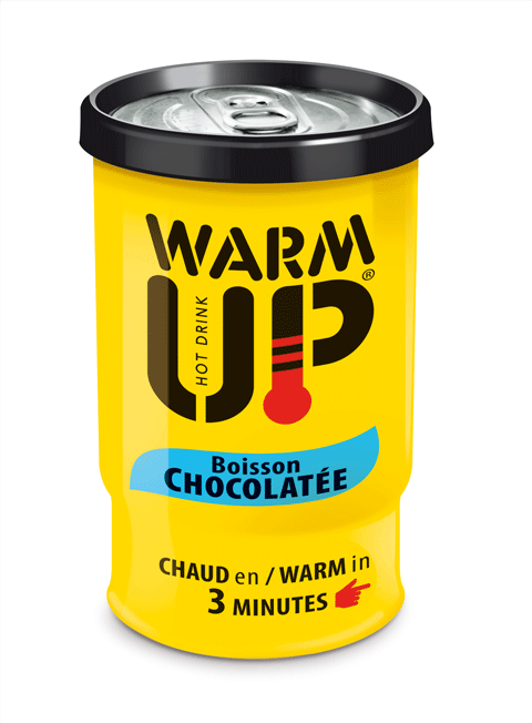 Rigolo, une boisson chaude en 3 minutes. Café, thé, chocolat, à vous de choisir chez Warm Up. 2,95 € la canette de 200 ml, c'est donné pour le réconfort procuré, en cas "d'urgence" !